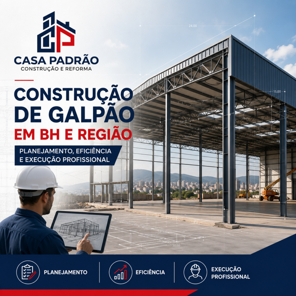 Construção de Galpão em BH e Região planejamento, eficiência e execução profissional - Casa Padrão Construção e Reforma